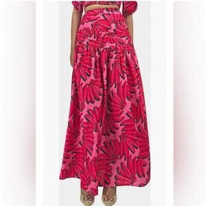 NWOT HT360 Collective Banana Print Maxi Skirt in Pink SZ XS
